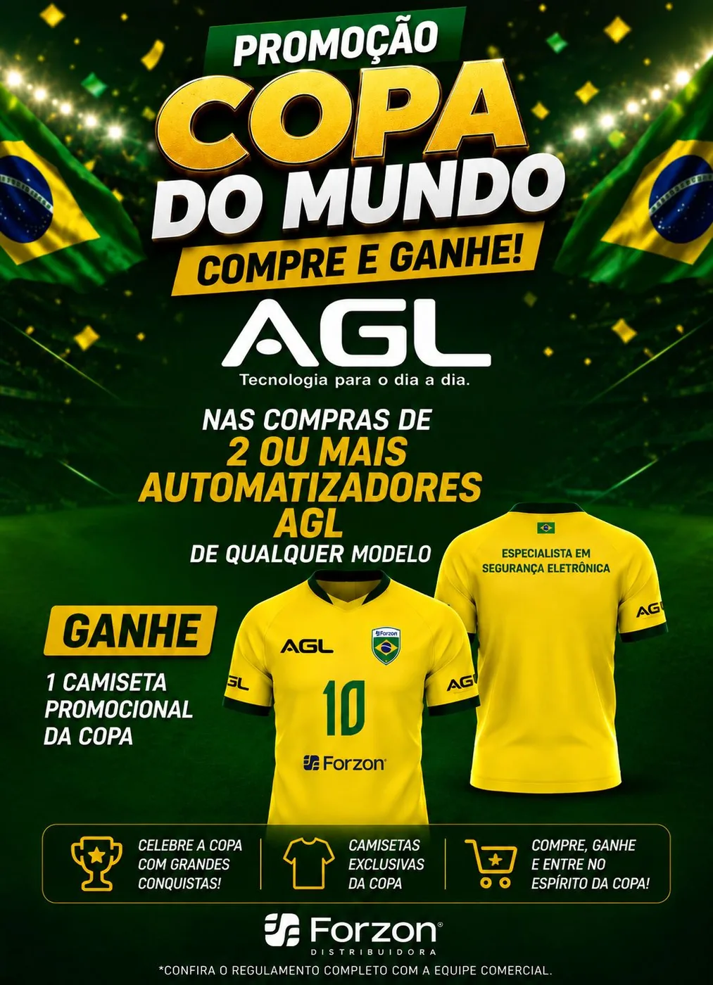 Promoção Copa do Mundo AGL Forzon - compre e ganhe camiseta